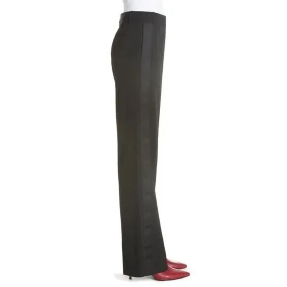 Equipment Hagan Tuxedo Satin Stripe Trousers Black Pants - Picture 6 of 16